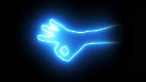 neonlight bluecolored hand signs okay.  4k