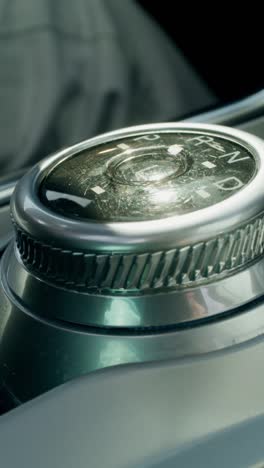 close-up of a car's automatic transmission gear shift knob