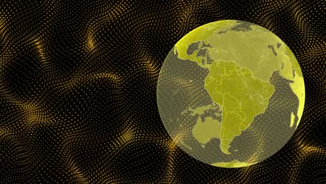 animation of globe spinning over shapes moving