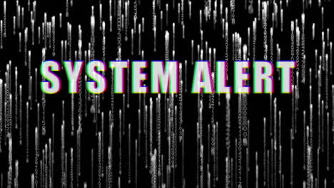 animation of system alert text over glowing light trails over black background