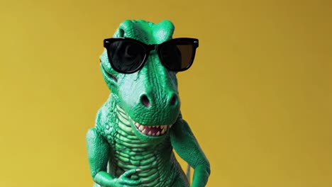 funny green t-rex with sunglasses