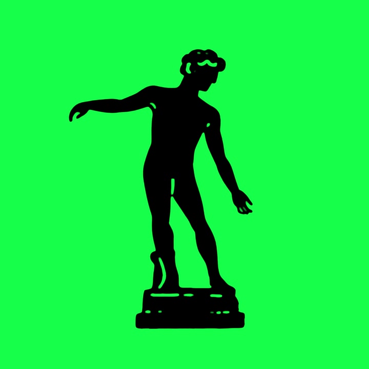 Animated Silhouette of Michelangelo's David Statue on Green Screen