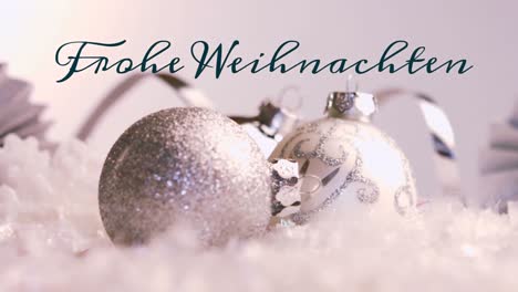 frohe weihnachten written over christmas decorations