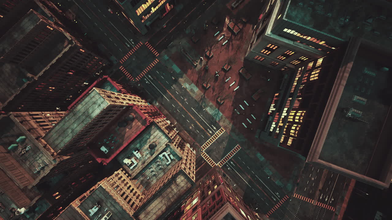 vista aérea del centro de manhattan al atardecer