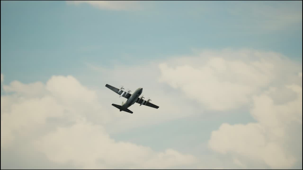 avión volando a través de las nubes de fondo. animación de video 3d
