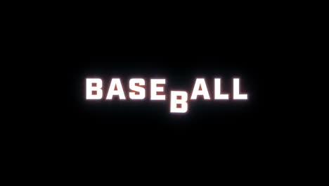 4k text reveal of the word "baseball" on a black background