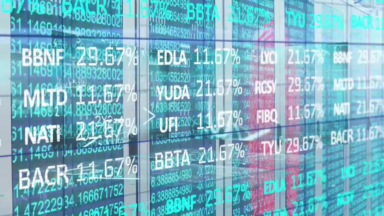 Animation of financial data processing over servers