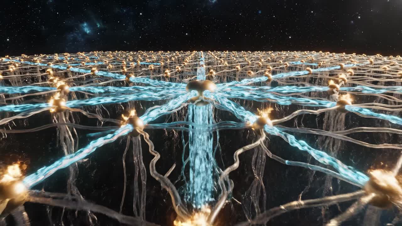 Abstract Network of Water and Gold