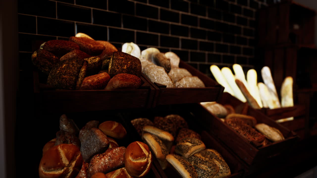 베이커리 에서 전시 된 신선 한  의 근접