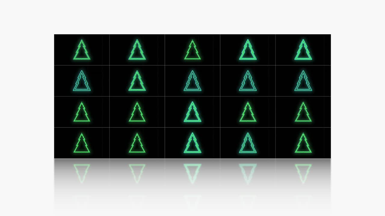 블랙 그라데이션 10에 네온 그린 크리스마스 트리 패턴