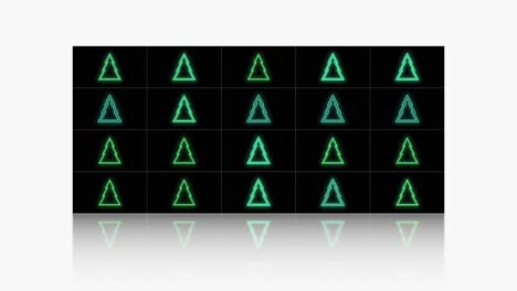 Neon green Christmas trees pattern on black gradient 10