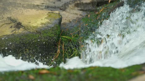 close up of a fast-moving stream in slow motion