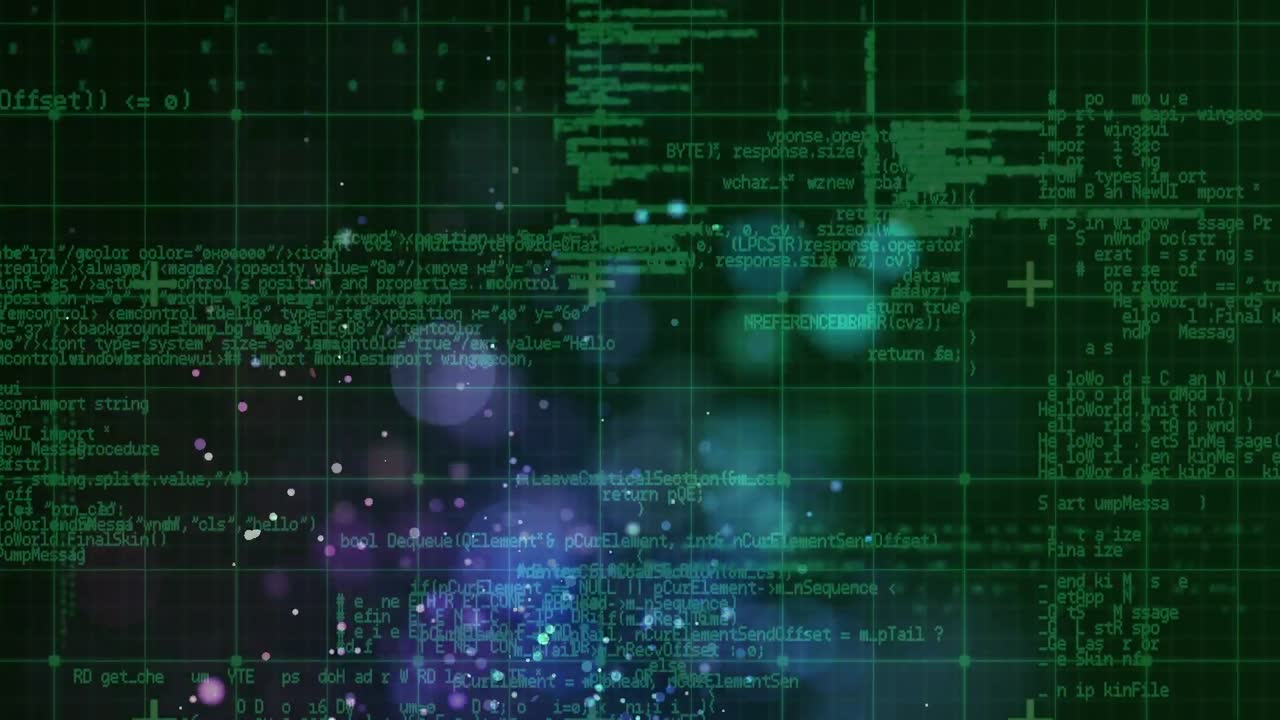 그리드 위의 마커와 함께 반 ⁇ 이는 데이터 처리 애니메이션