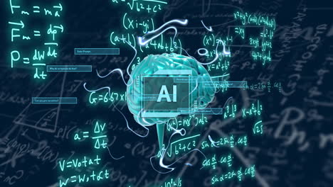 Animación-De-Cerebro-Giratorio-Y-Texto-De-Inteligencia-Artificial-Sobre-Ecuaciones-Y-Figuras-Matemáticas