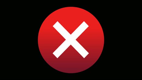 animación de signos cruzados en círculo rojo gráficos de movimiento en fondo negro