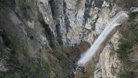 stunning view of water cascade dropping sheer from the rocks