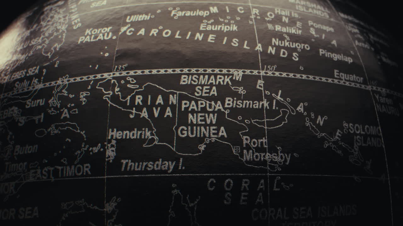 Close-up of a World Globe Focusing on the Pacific Islands