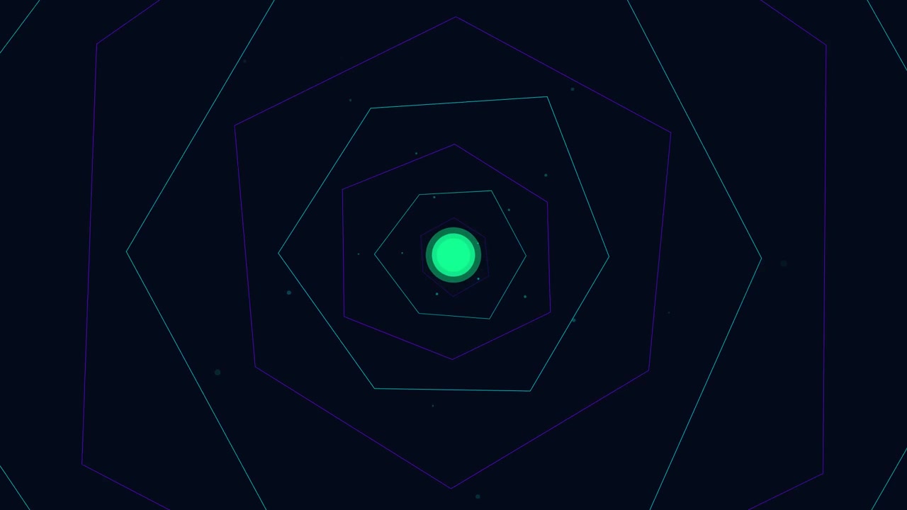 Abstract Geometric Animation with Pulsing Green Core