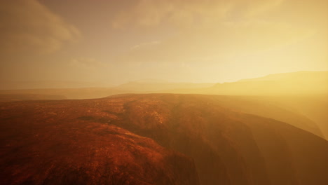 Parque-Nacional-Del-Gran-Cañón-En-La-Niebla-Al-Atardecer