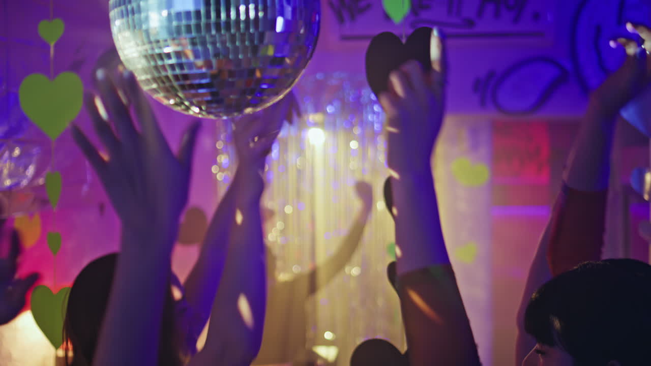 Energetic crowd dancing club radiating excitement and fun. Excited young people