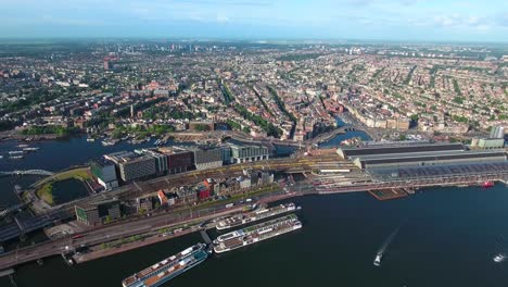 city aerial view over amsterdam