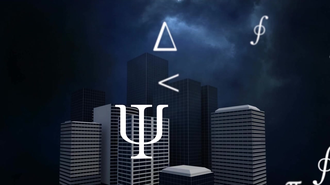 Animazione di equazioni matematiche su paesaggio urbano