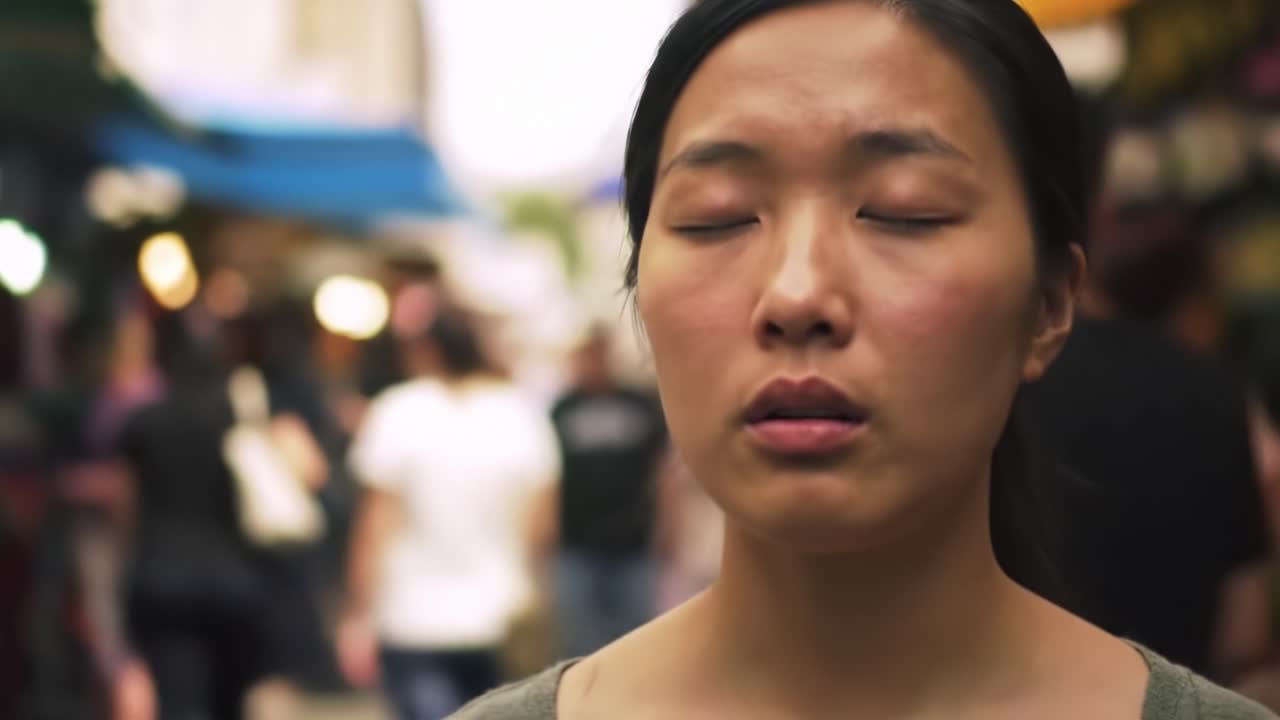 A Serene Moment in a Bustling Marketplace: Capturing Tranquility Amidst the Vibrant Energy of Vendors and Shoppers in a Colorful Open-Air Market Setting