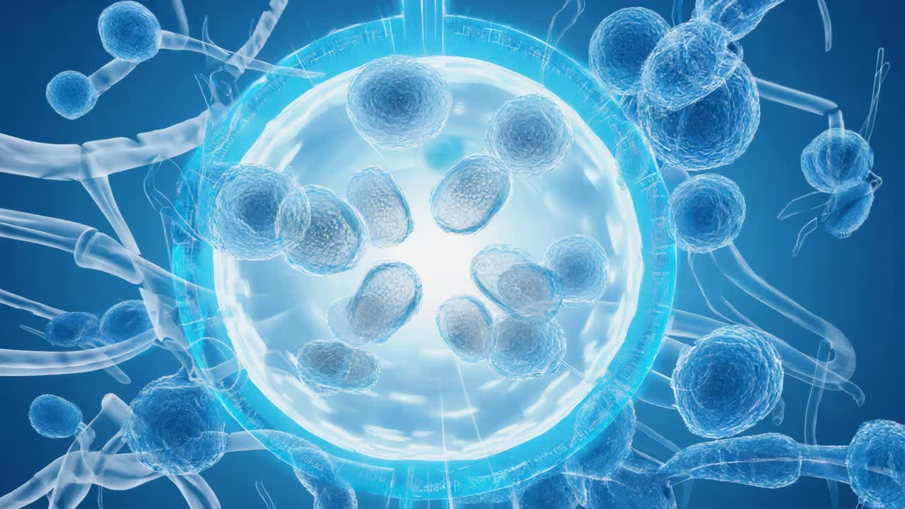 Microscopic view of cellular organisms or bacteria