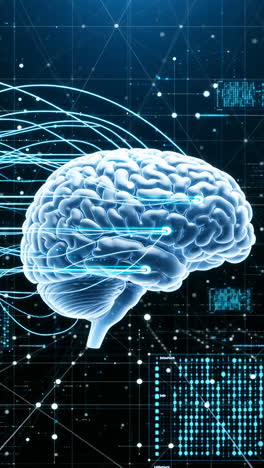 digital brain with neural connections and data