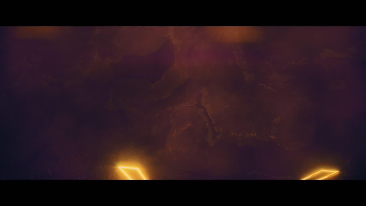 Rocky landscape with huge red light portal structures