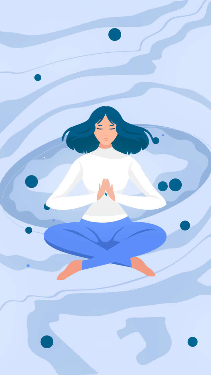 una animación de una gente plana meditando ilustración