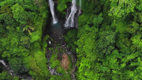 vista de pájaro de la cascada tropical sekumpul en bali