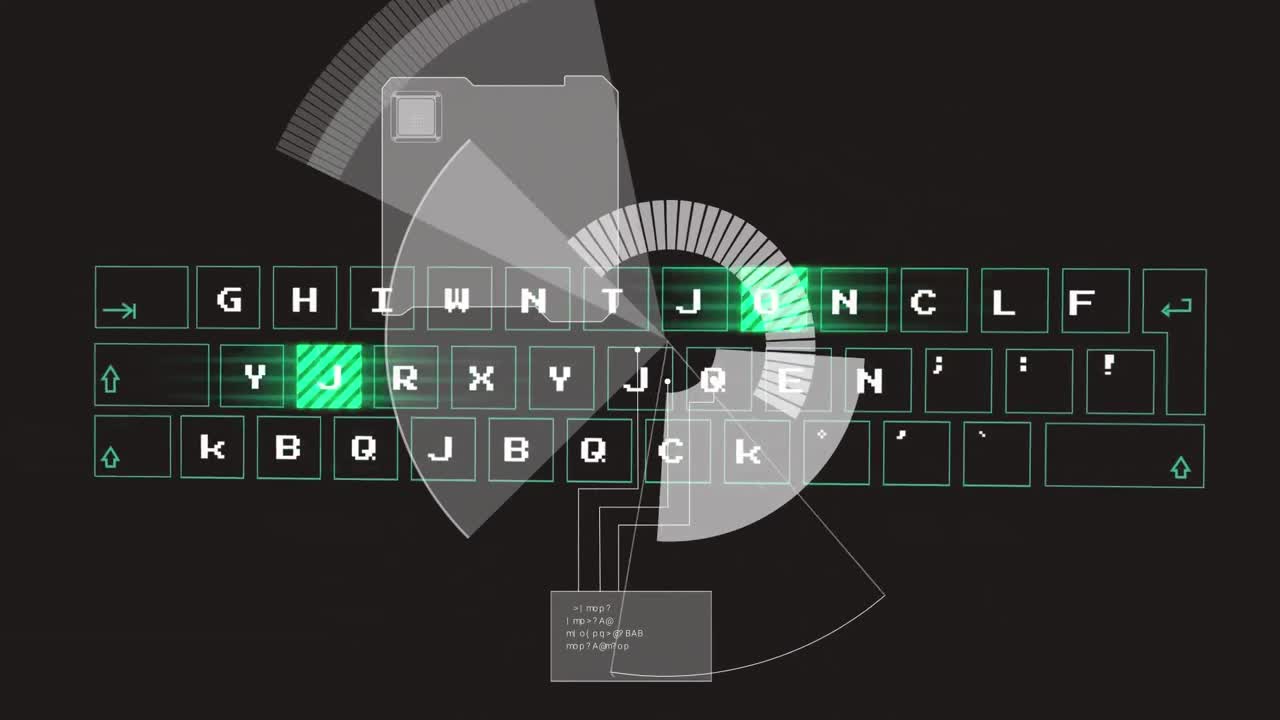 animación del procesamiento de datos en un escáner redondo contra un fondo negro