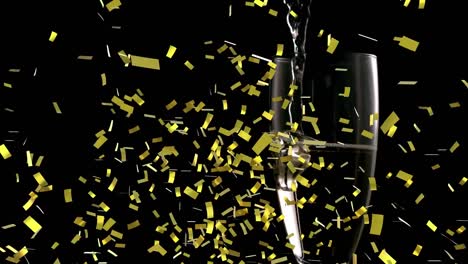 Animation-of-confetti-over-glass-of-champagne