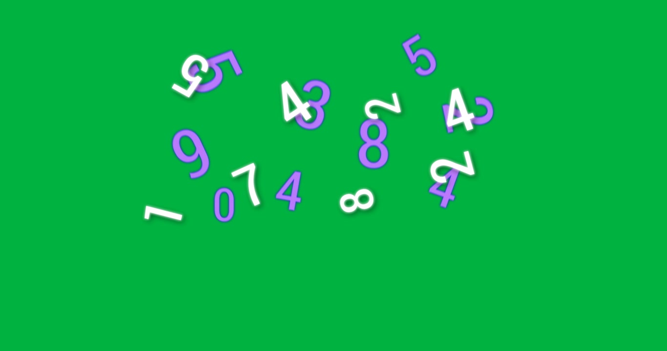 Animazione digitale di numeri matematici colorati che cambiano, fluttuando su sfondo nero.