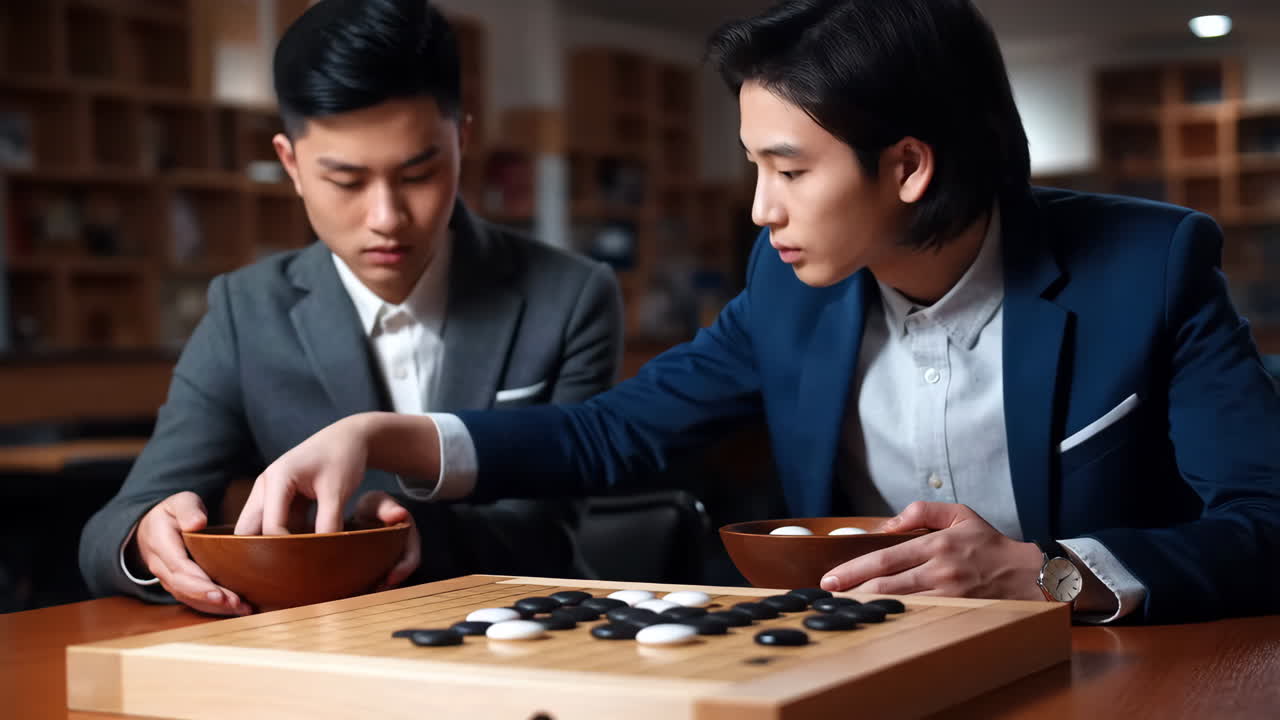 Two Men Playing a Game of Go
