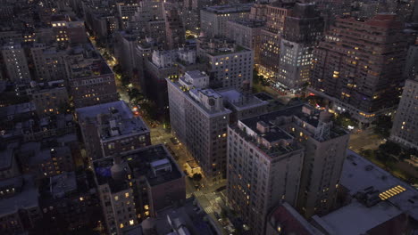 aerial view of new york city's upper west side at night. shot in manhattan