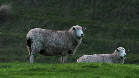 sheep peacefully grazing in a green field