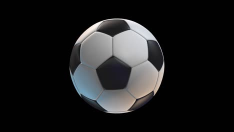 soccer ball with, on black background loop alpha. 3d rendering