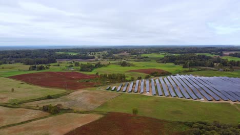 wide view of solar panel installation spanning countryside landscape and fields