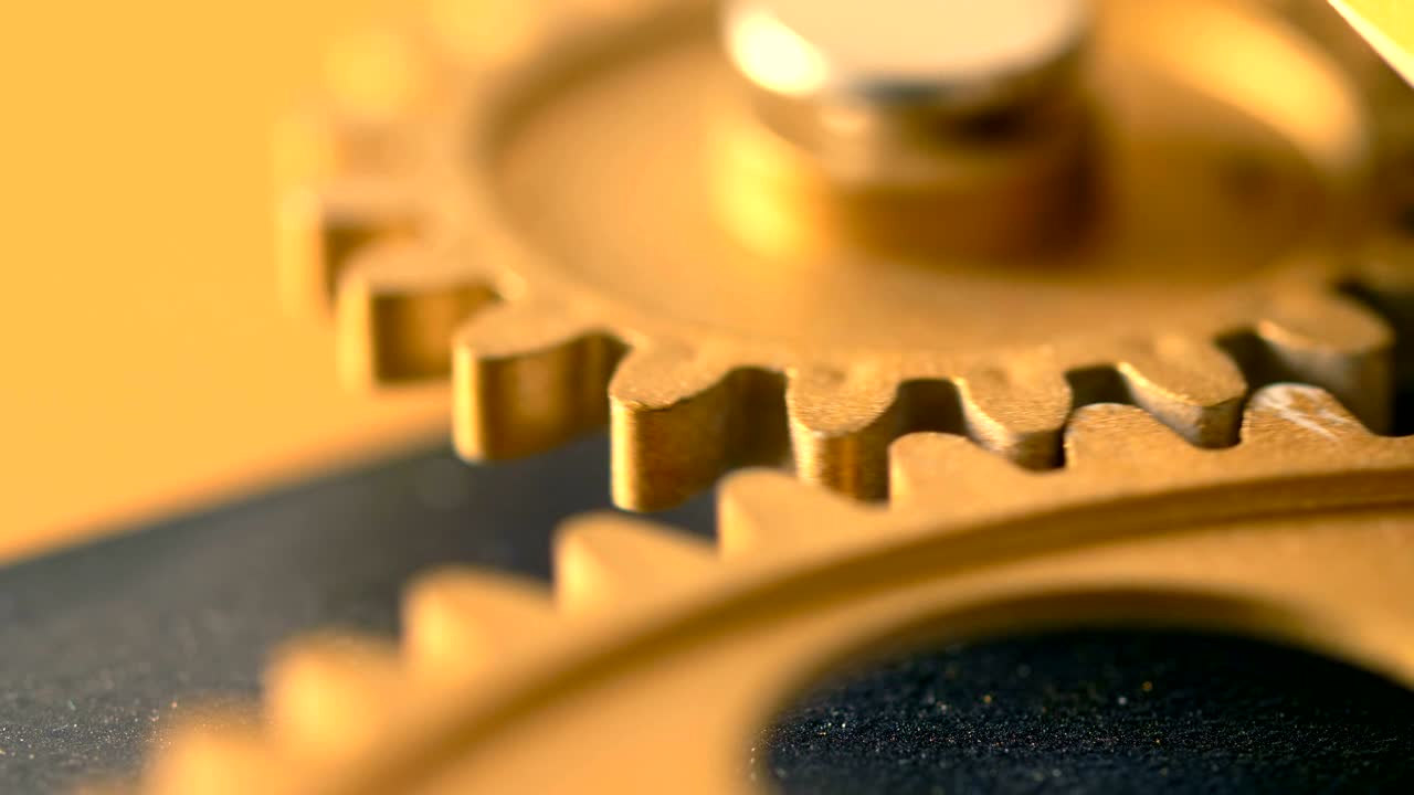 mechanical wheels rolling slowly- close up