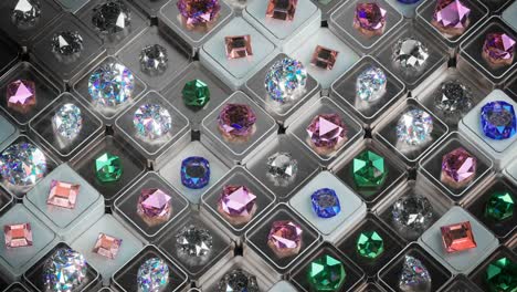 endless shining various gemstones 3d render seamless loop animation