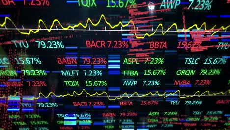 animation of financial data processing with glowing lights