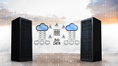 torri di server che si muovono in direzioni opposte