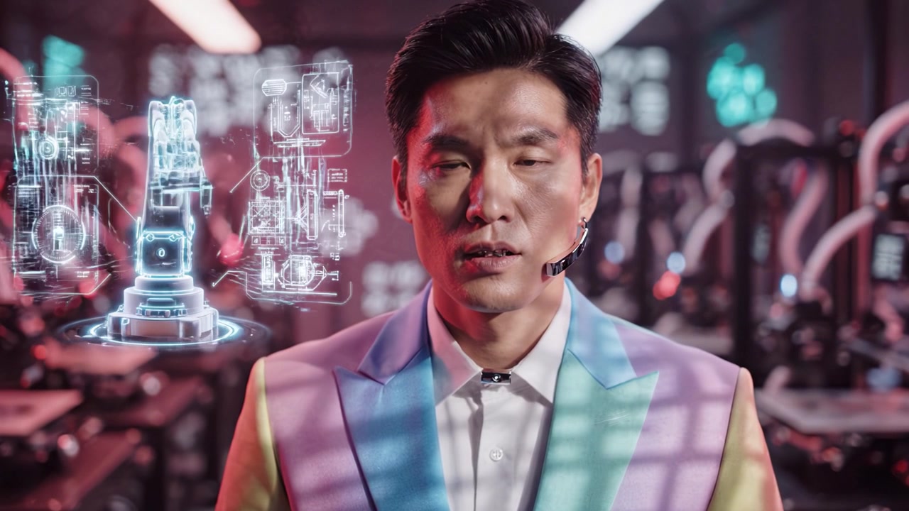 A Futuristic Innovator in a High-Tech Environment: Exploring the Intersection of Robotics and Human Ingenuity through Advanced Technology and Design