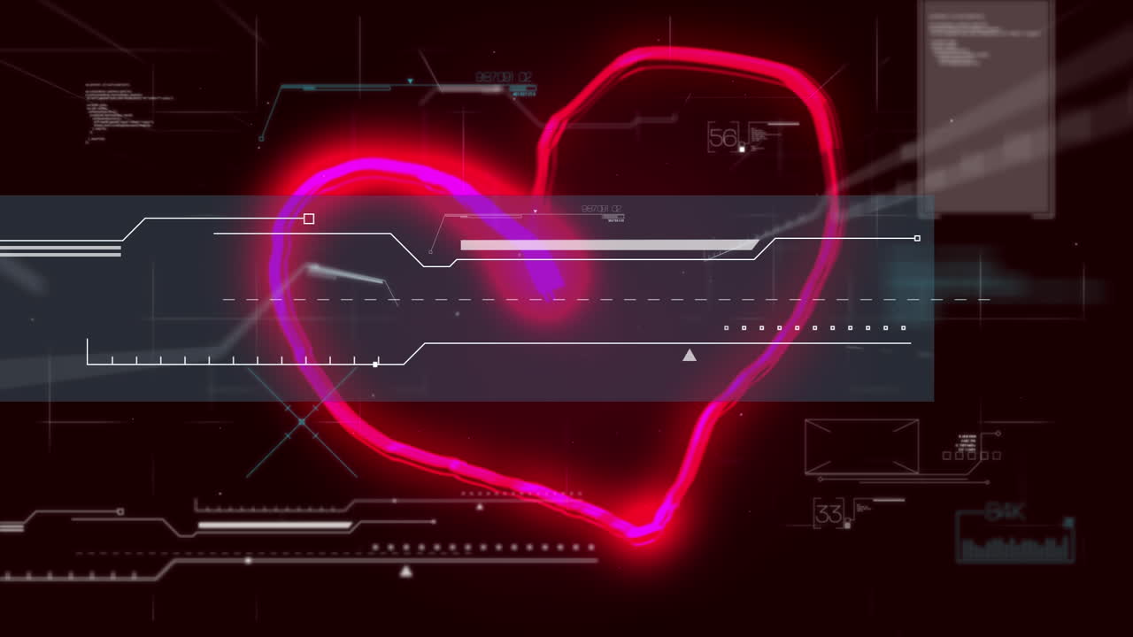 데이터 처리에 대한 네온 라인의 애니메이션