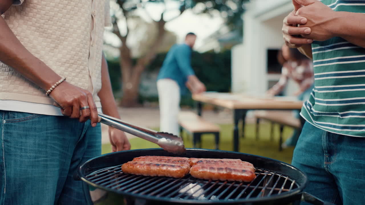 Sausages on the grill at a barbecue