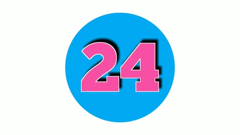 number twenty four 24 cartoon animation on white background,4k cartoon video number motion graphics for video elements