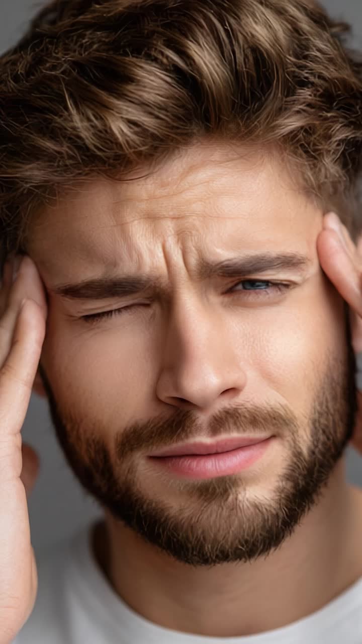 A Young Man Expresses Distress and Concern, Displaying His Emotional Struggles Through Facial Expressions and Hand Gestures While Contemplating Life's Challenges
