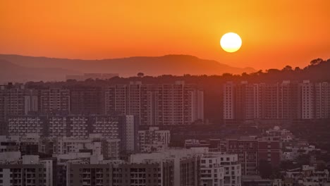 beautiful cityscape view, golden hour and time lapse of sunset, pune, maharashtra, india